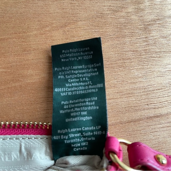 Lauren Ralph Lauren pink leather coin purse wristlet money wallet clutch gold - Picture 7 of 10